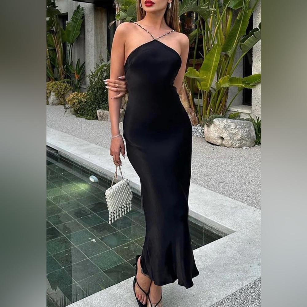 Commense Hold My Pearls Open Back Dress